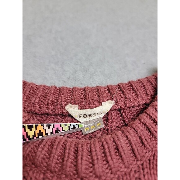 Fossil Sweater Womens M Mauve Berry Pullover Crewneck Cotton Angora Blend Soft - Picture 2 of 10